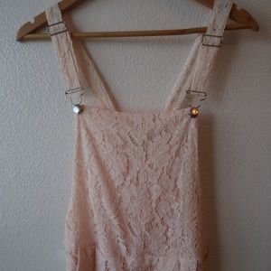 Pink Lace Overall Shorts
